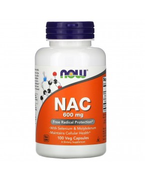 NOW Foods, NAC (N-ацетилцистеин), 600 мг, 100 растительных капсул
